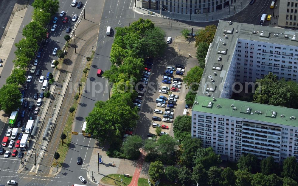 Aerial photograph Berlin Mitte - Residential panel at the Otto-Braun-Strasse in the Mitte district of Berlin