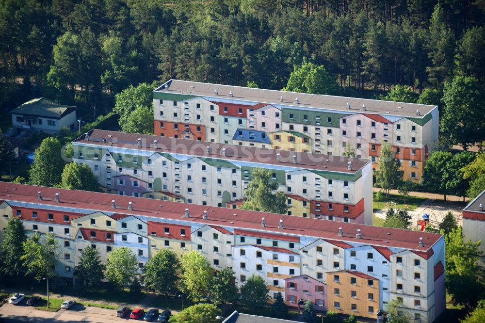 Aerial image Heideblick - Residential area of industrially manufactured settlement in the district Walddrehna in Heideblick in the state Brandenburg, Germany