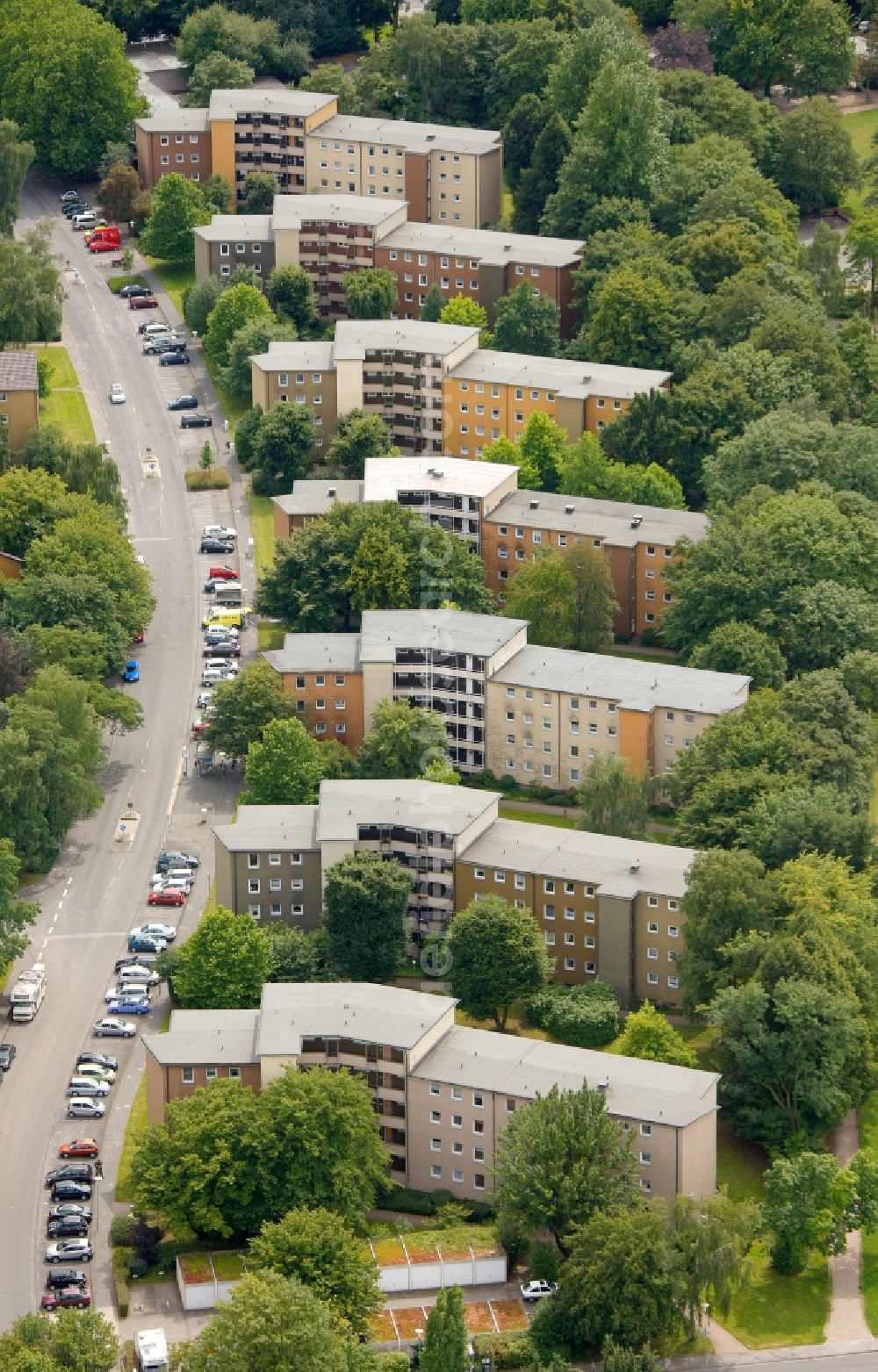 Aerial photograph Hagen - View of a residential area in Hagen in the state North Rhine-Westphalia