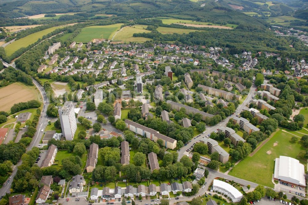 Hagen from above - View of a residential area in Hagen in the state North Rhine-Westphalia