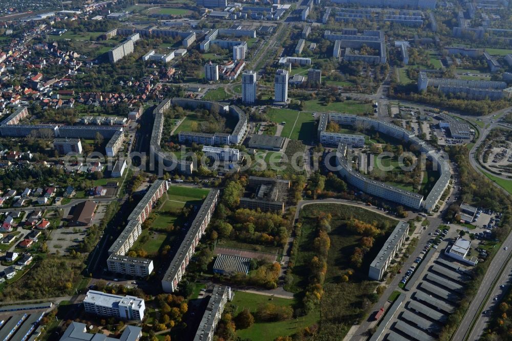 Halle (Saale) from the bird's eye view: View of residential buildings in Halle ( Saale ) in the state Saxony-Anhalt