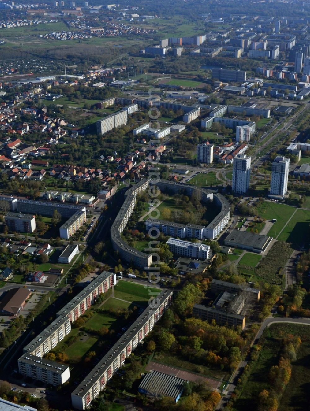 Aerial image Halle (Saale) - View of residential buildings in Halle ( Saale ) in the state Saxony-Anhalt