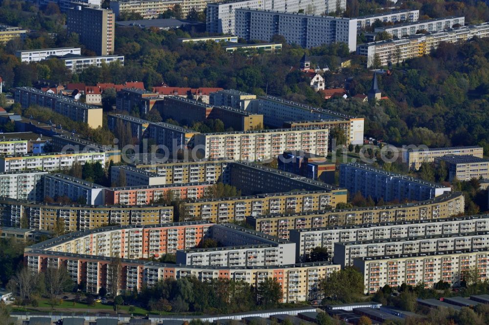 Halle (Saale) from the bird's eye view: View of residential buildings in Halle ( Saale ) in the state Saxony-Anhalt