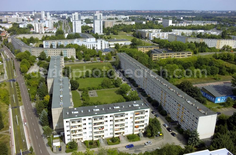 Halle (Saale) OT Neustadt from above - View of residential buildings in the district of Neustadt in Halle ( Saale ) in the state Saxony-Anhalt