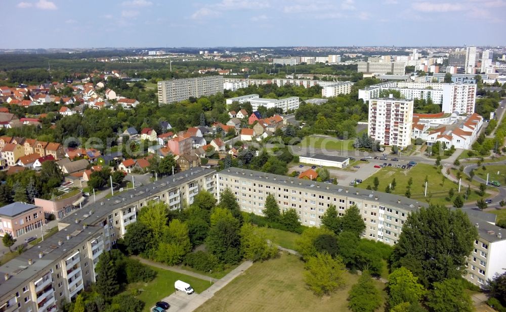 Halle (Saale) OT Neustadt from the bird's eye view: View of residential buildings in the district of Neustadt in Halle ( Saale ) in the state Saxony-Anhalt