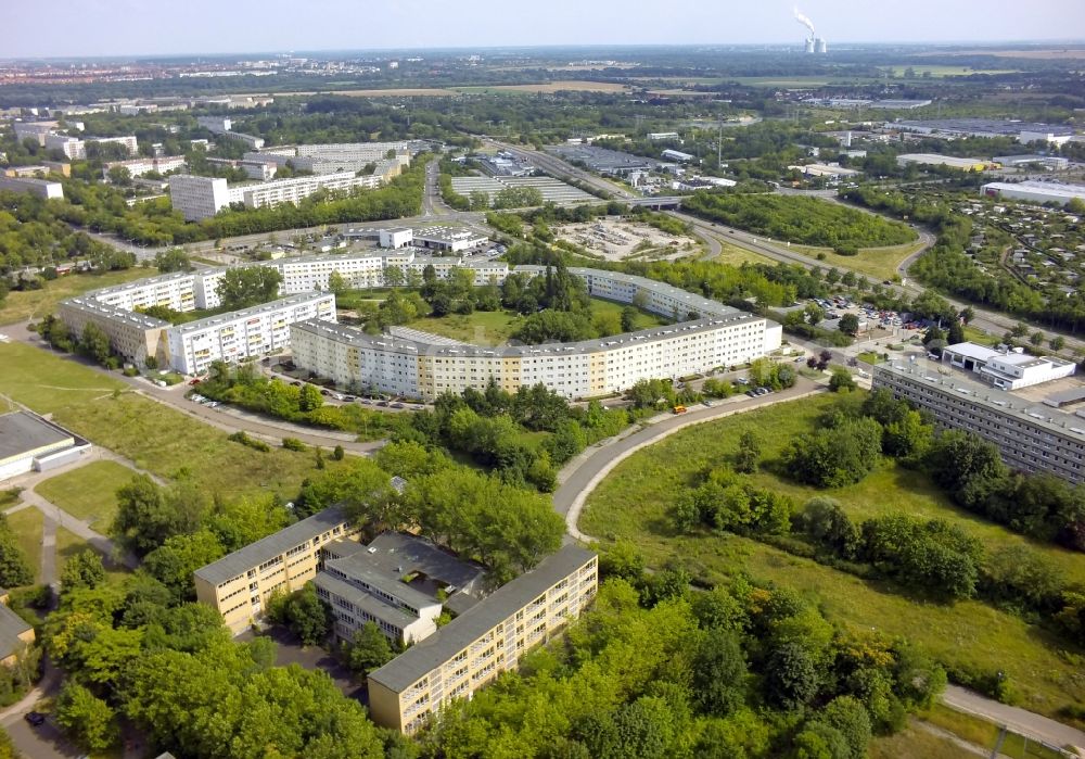 Aerial image Halle (Saale) OT Neustadt - View of residential buildings in the district of Neustadt in Halle ( Saale ) in the state Saxony-Anhalt