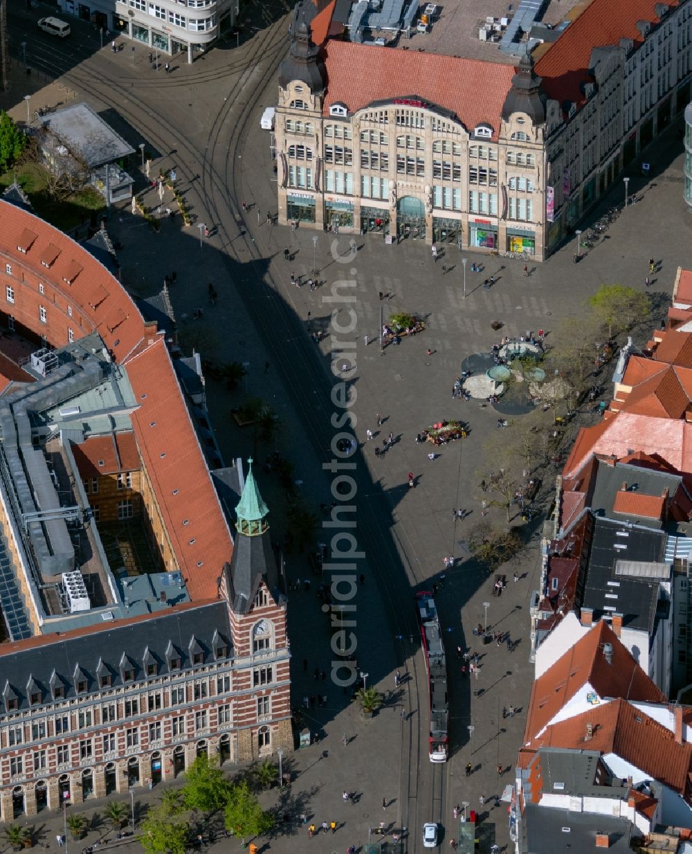 Aerial photograph Erfurt - Ensemble space an place of Anger in the inner city center in the district Altstadt in Erfurt in the state Thuringia, Germany