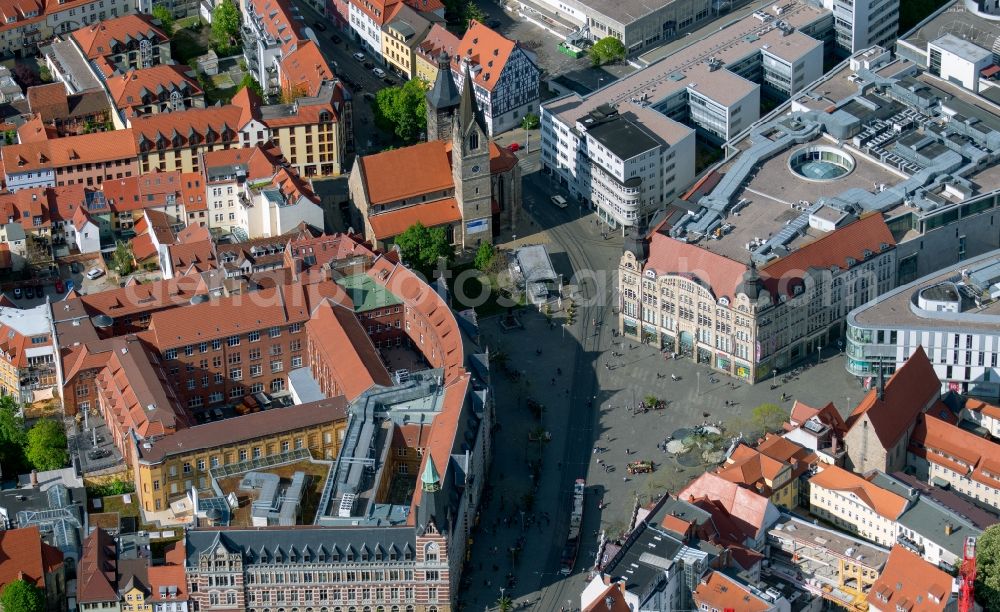 Erfurt from above - Ensemble space an place of Anger in the inner city center in the district Altstadt in Erfurt in the state Thuringia, Germany