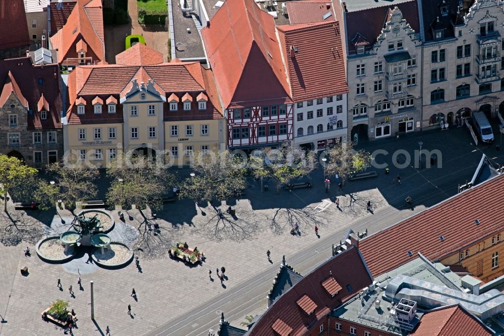 Aerial image Erfurt - Ensemble space an place of Anger in the inner city center in the district Altstadt in Erfurt in the state Thuringia, Germany