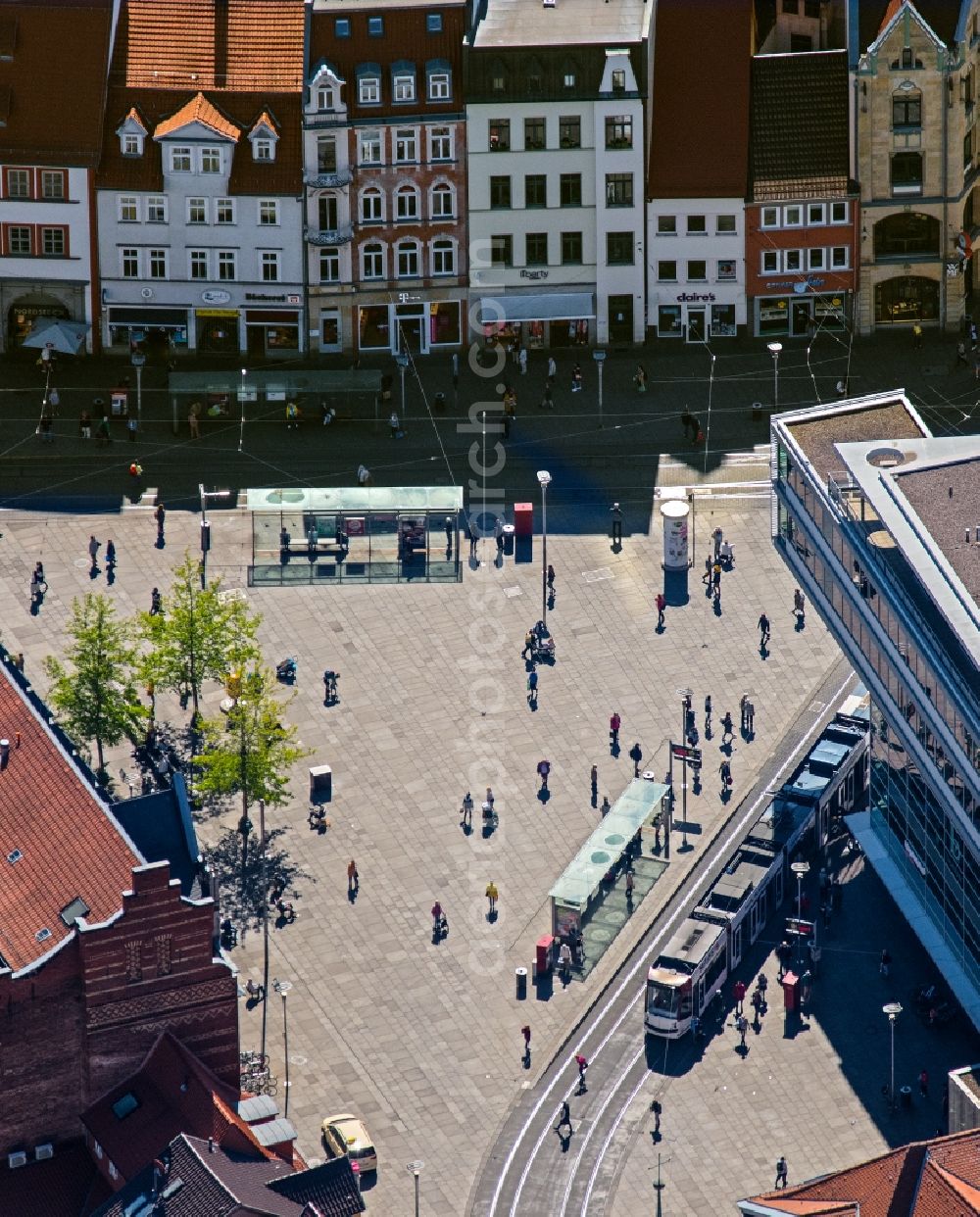 Aerial photograph Erfurt - Ensemble space an place of Anger in the inner city center in the district Altstadt in Erfurt in the state Thuringia, Germany