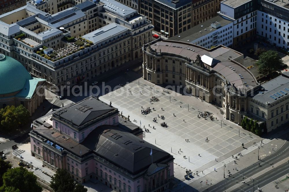 Berlin from above - Ensemble space Bebelplatz in the inner city center in the district Mitte in Berlin, Germany