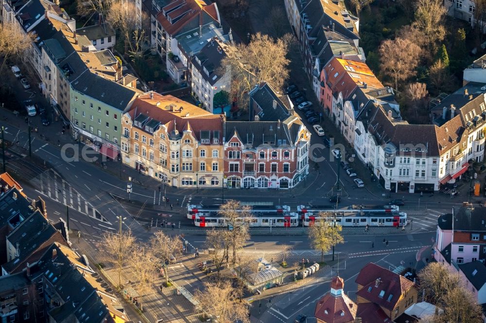 Aerial image Düsseldorf - Ensemble space Belsenplatz in the inner city center in the district Oberkassel in Duesseldorf in the state North Rhine-Westphalia, Germany