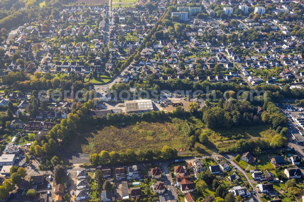 Aerial image Unna - Ensemble space an place Brockhausplatz in the inner city center on street Brockhausstrasse in Unna at Ruhrgebiet in the state North Rhine-Westphalia, Germany