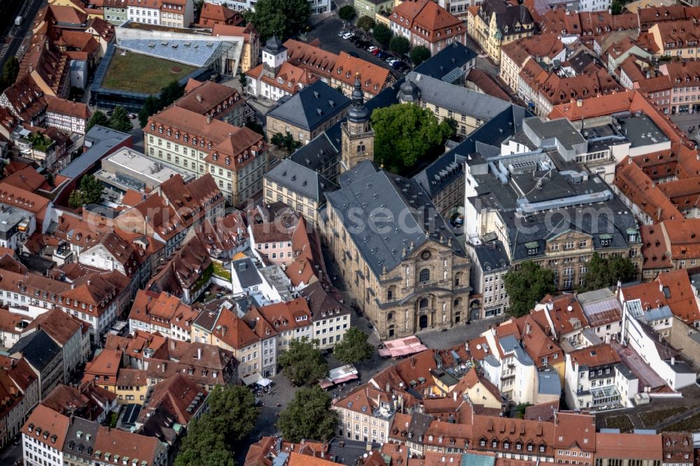 Bamberg from above - Ensemble space with cathedral and new residence in the inner city center in Bamberg in the state Bavaria, Germany