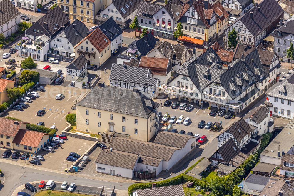 Balve from above - Ensemble space Drostenplatz in the inner city center in Balve in the state North Rhine-Westphalia, Germany