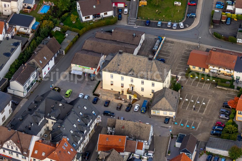 Balve from above - Ensemble space Drostenplatz in the inner city center in Balve in the state North Rhine-Westphalia, Germany