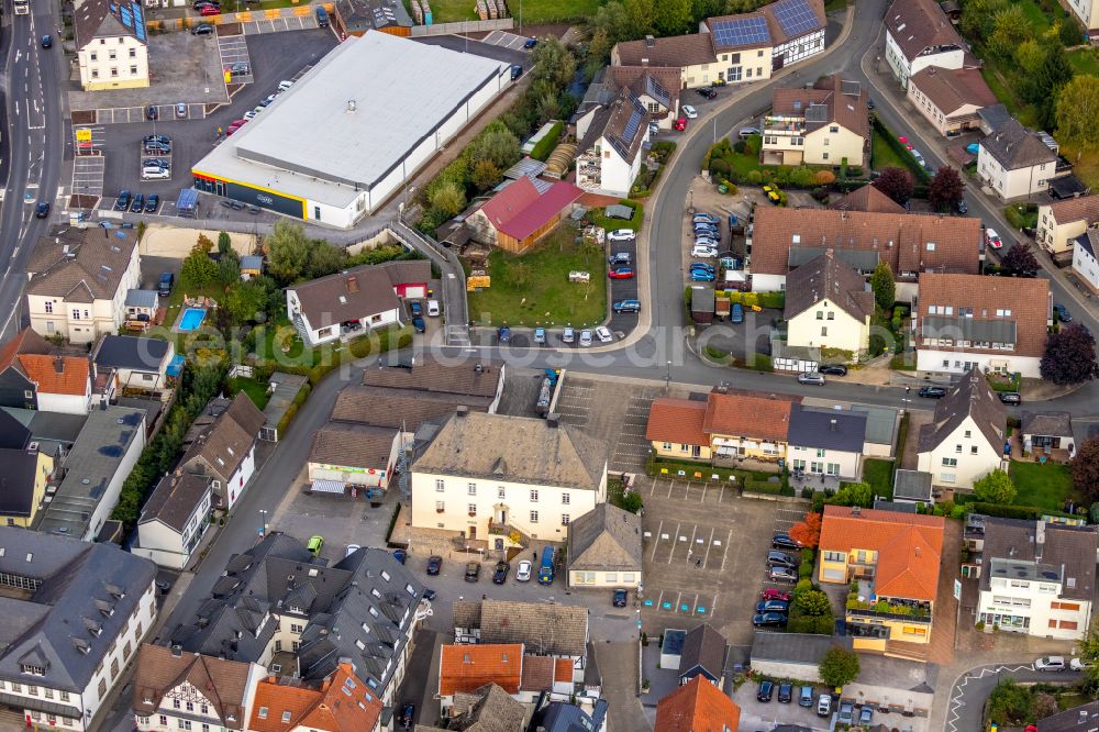 Balve from above - Ensemble space Drostenplatz in the inner city center in Balve in the state North Rhine-Westphalia, Germany