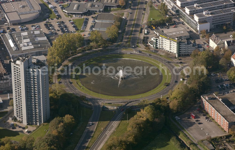 Aerial image Aachen - Ensemble space an place Europaplatz in the inner city center on street Joseph-von-Goerres-Strasse in Aachen in the state North Rhine-Westphalia, Germany