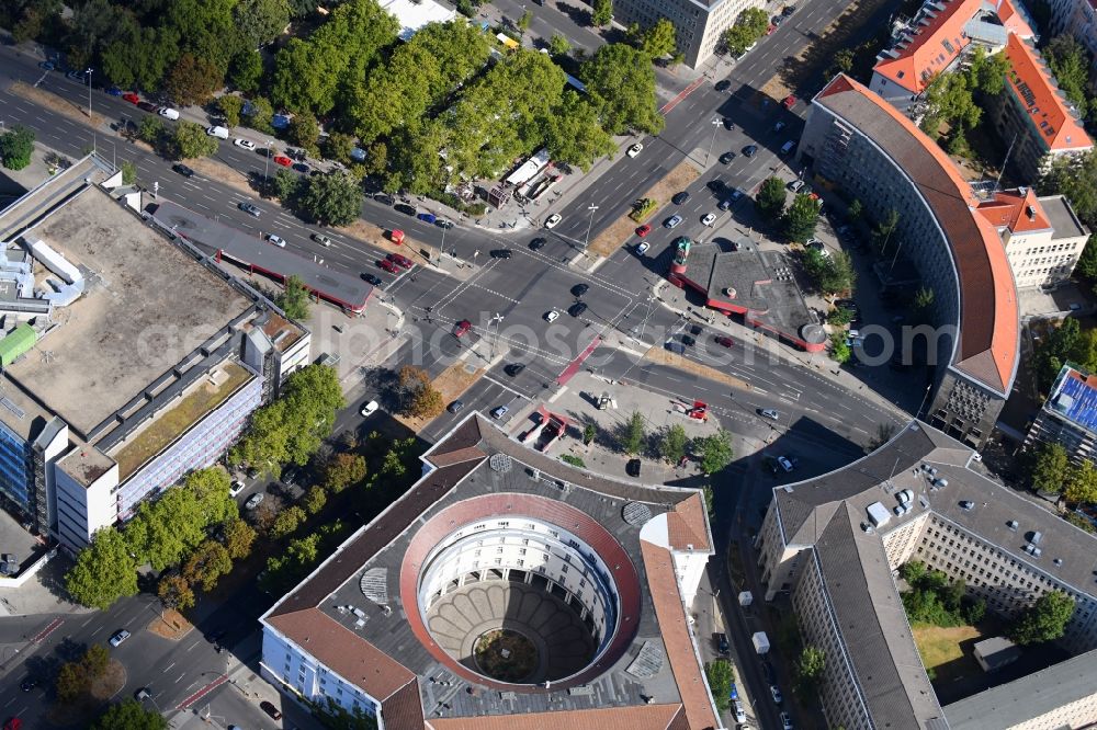 Berlin from above - Ensemble space Fehrbelliner Platz on Hohenzollerndonm in the inner city center in the district Wilmersdorf in Berlin, Germany