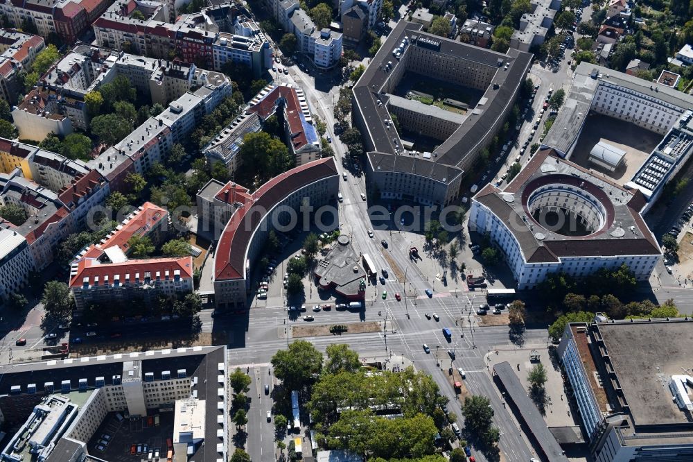 Berlin from the bird's eye view: Ensemble space Fehrbelliner Platz on Hohenzollerndonm in the inner city center in the district Wilmersdorf in Berlin, Germany