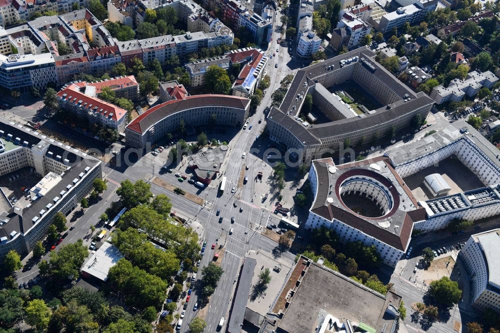 Aerial image Berlin - Ensemble space Fehrbelliner Platz on Hohenzollerndonm in the inner city center in the district Wilmersdorf in Berlin, Germany