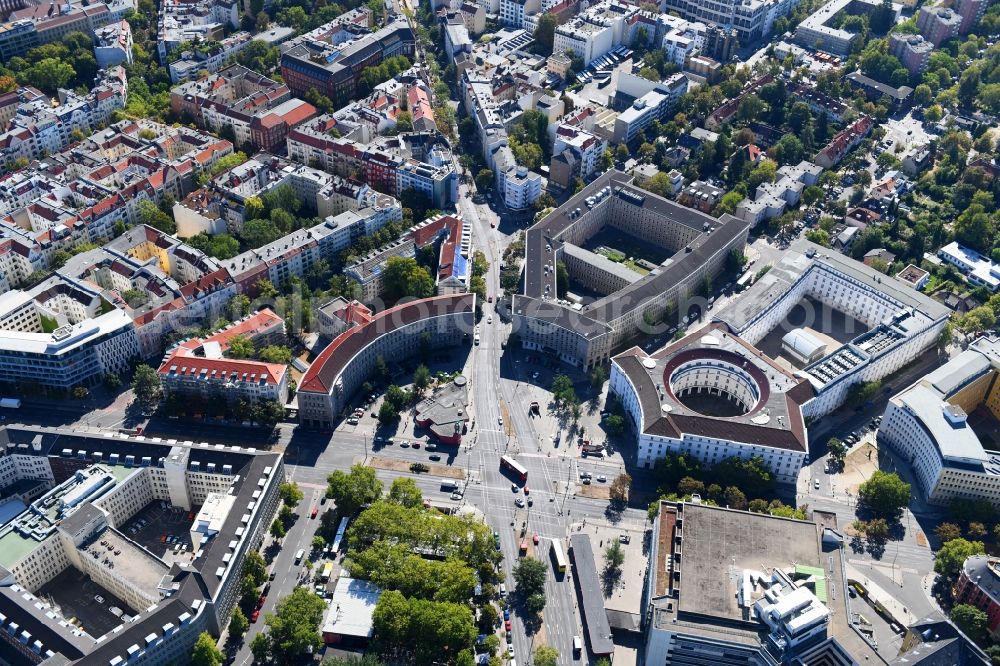 Berlin from above - Ensemble space Fehrbelliner Platz on Hohenzollerndonm in the inner city center in the district Wilmersdorf in Berlin, Germany