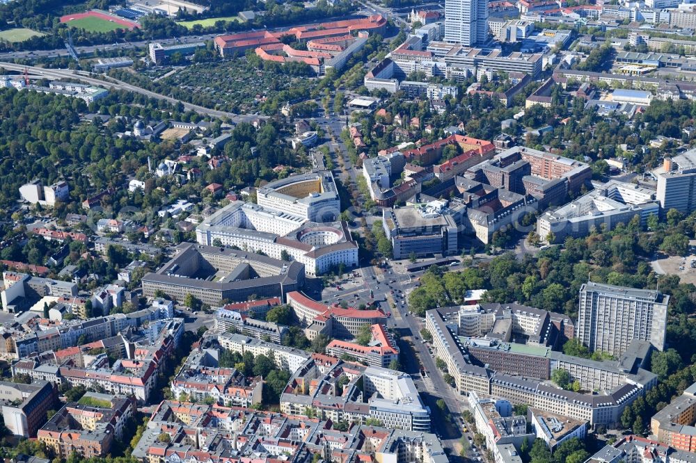 Berlin from above - Ensemble space Fehrbelliner Platz on Hohenzollerndonm in the inner city center in the district Wilmersdorf in Berlin, Germany