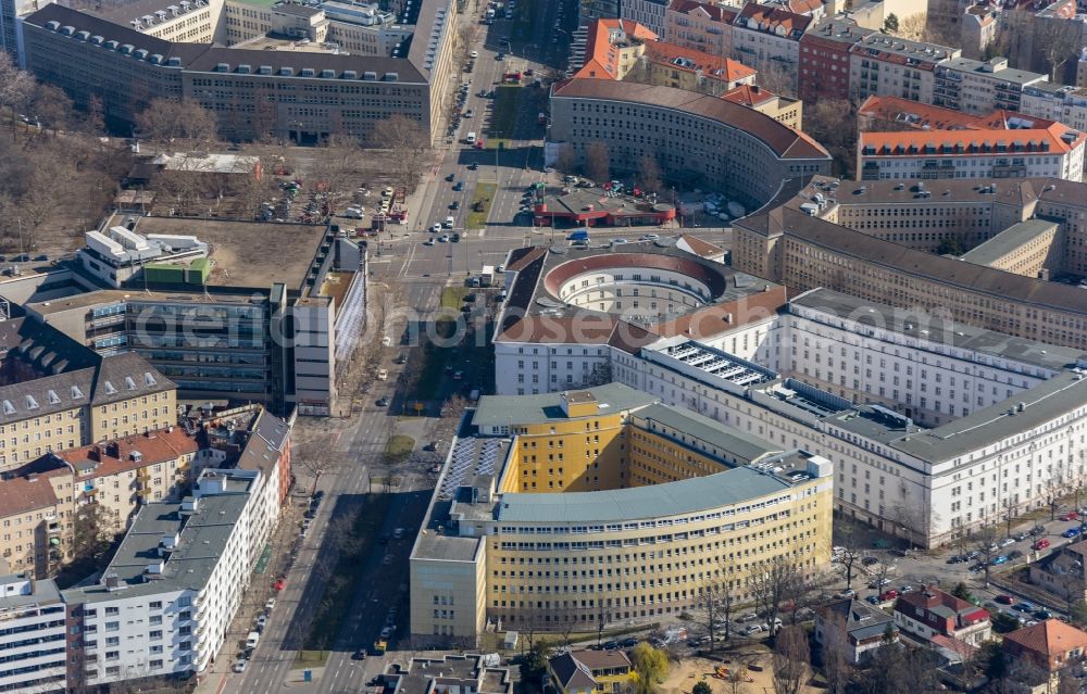 Berlin from above - Ensemble space Fehrbelliner Platz on Hohenzollerndonm in the inner city center in the district Wilmersdorf in Berlin, Germany