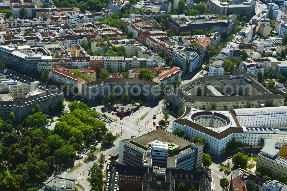 Berlin from above - Ensemble space Fehrbelliner Platz on Hohenzollerndonm in the inner city center in the district Wilmersdorf in Berlin, Germany