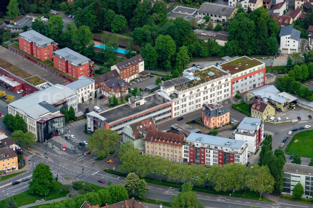 Lahr/Schwarzwald from above - Ensemble space Friedrich Ebert Platz and ehemaliges Nestler Areal in the inner city center in Lahr/Schwarzwald in the state Baden-Wurttemberg, Germany