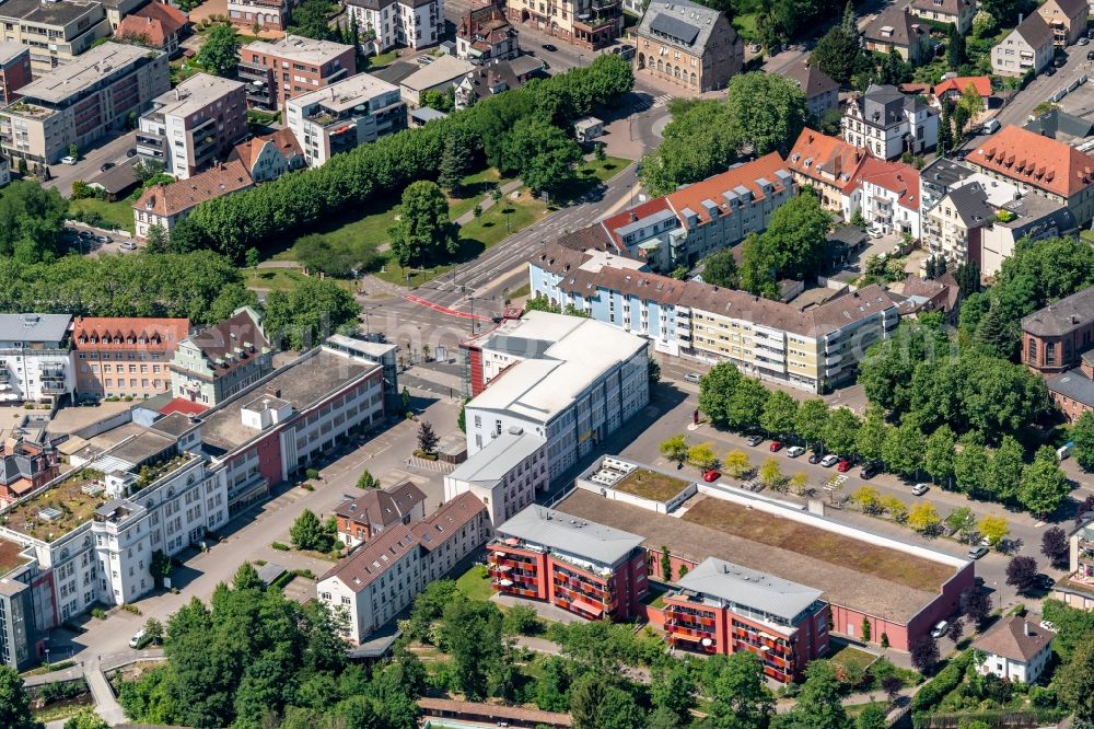 Aerial image Lahr/Schwarzwald - Ensemble space Friedrich Ebert Platz and ehemaliges Nestler Areal in the inner city center in Lahr/Schwarzwald in the state Baden-Wurttemberg, Germany