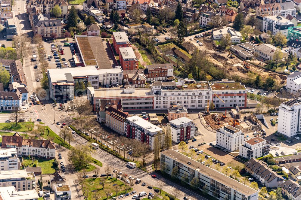 Aerial photograph Lahr/Schwarzwald - Ensemble space Friedrich Ebert Platz and ehemaliges Nestler Areal in the inner city center in Lahr/Schwarzwald in the state Baden-Wurttemberg, Germany