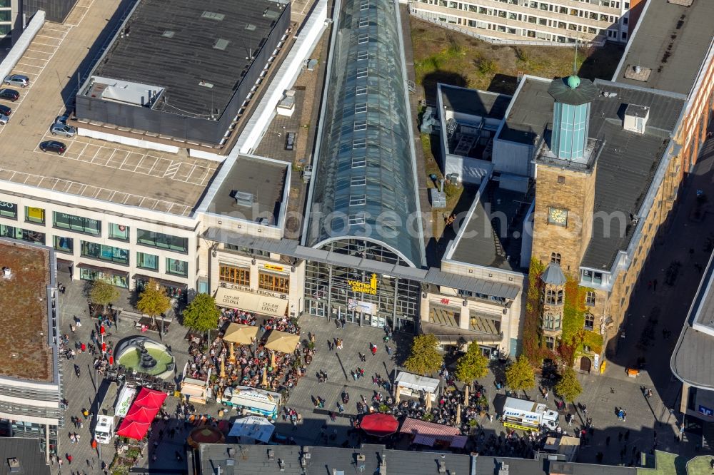 Aerial image Hagen - Ensemble space Friedrich-Ebert-Platz before the Volme Galerie in the inner city center in Hagen in the state North Rhine-Westphalia, Germany