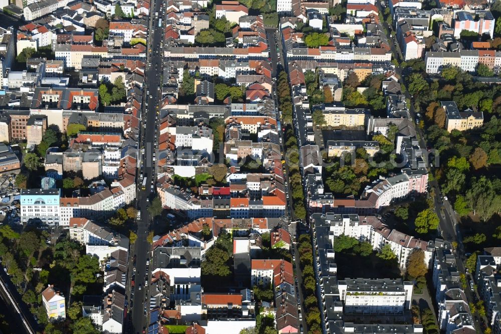 Berlin from above - Ensemble space Heinrichplatz - Oranienstrasse, Skalitzer Strasse in the inner city center in the district Kreuzberg in Berlin, Germany