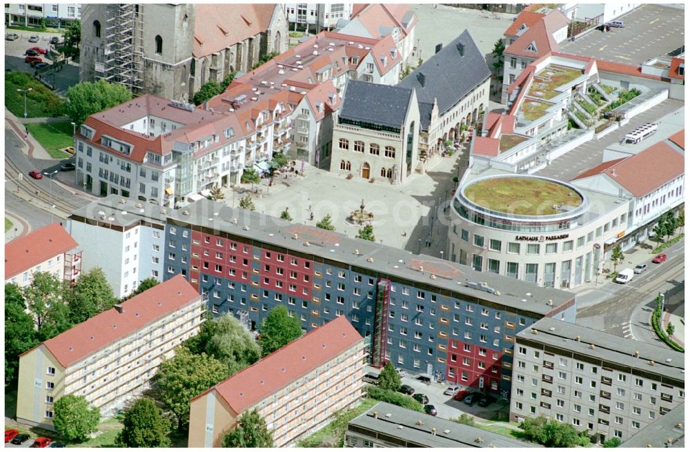 Halberstadt from above - Ensemble space an place Holzmarkt in the inner city center in Halberstadt in the state Saxony-Anhalt, Germany