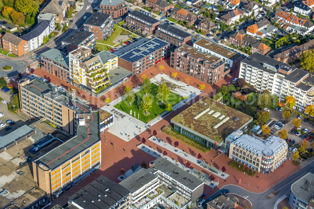 Kamp-Lintfort from the bird's eye view: Ensemble space an place Karl-Fluegel-Platz in the inner city center on street Kamperdickstrasse in Kamp-Lintfort at Ruhrgebiet in the state North Rhine-Westphalia, Germany