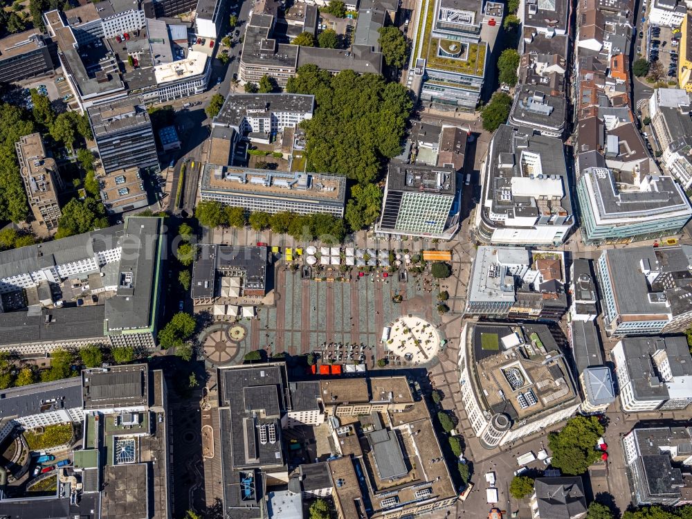 Essen from the bird's eye view: Ensemble space an place Kennedyplatz in the inner city center in Essen in the state North Rhine-Westphalia, Germany