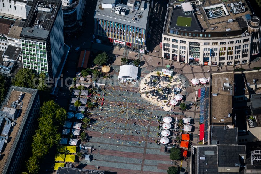 Aerial image Essen - Ensemble space an place Kennedyplatz in the inner city center in the district Stadtkern in Essen at Ruhrgebiet in the state North Rhine-Westphalia, Germany