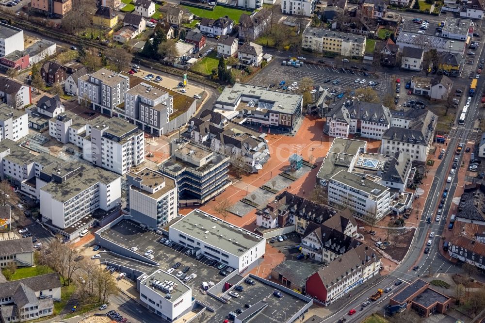 Kreuztal from above - Ensemble space an place in the inner city center in Kreuztal on Siegerland in the state North Rhine-Westphalia, Germany