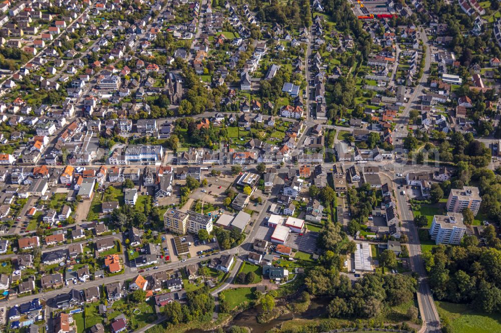 Aerial photograph Lendringsen - Ensemble space an place in the inner city center in Lendringsen at Sauerland in the state North Rhine-Westphalia, Germany