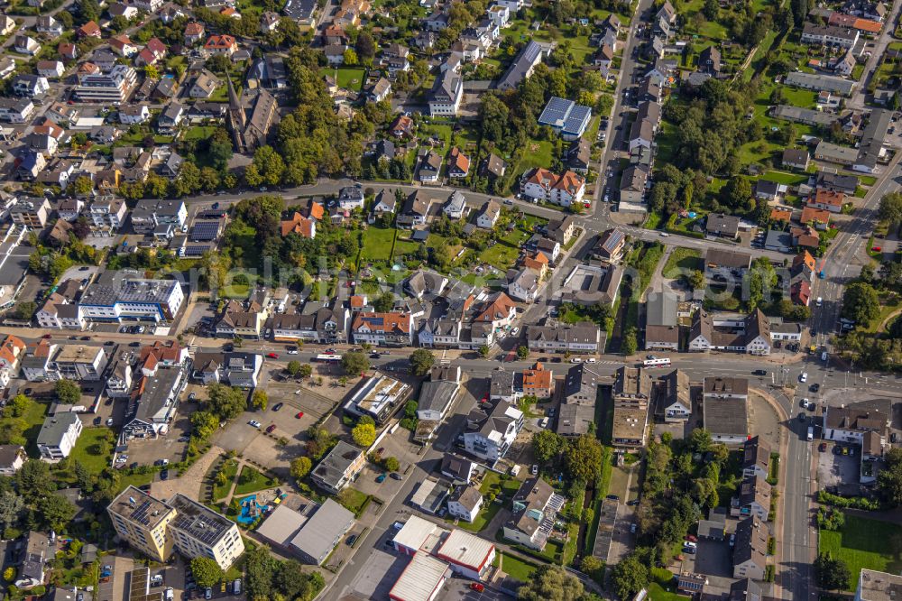 Lendringsen from above - Ensemble space an place in the inner city center in Lendringsen at Sauerland in the state North Rhine-Westphalia, Germany