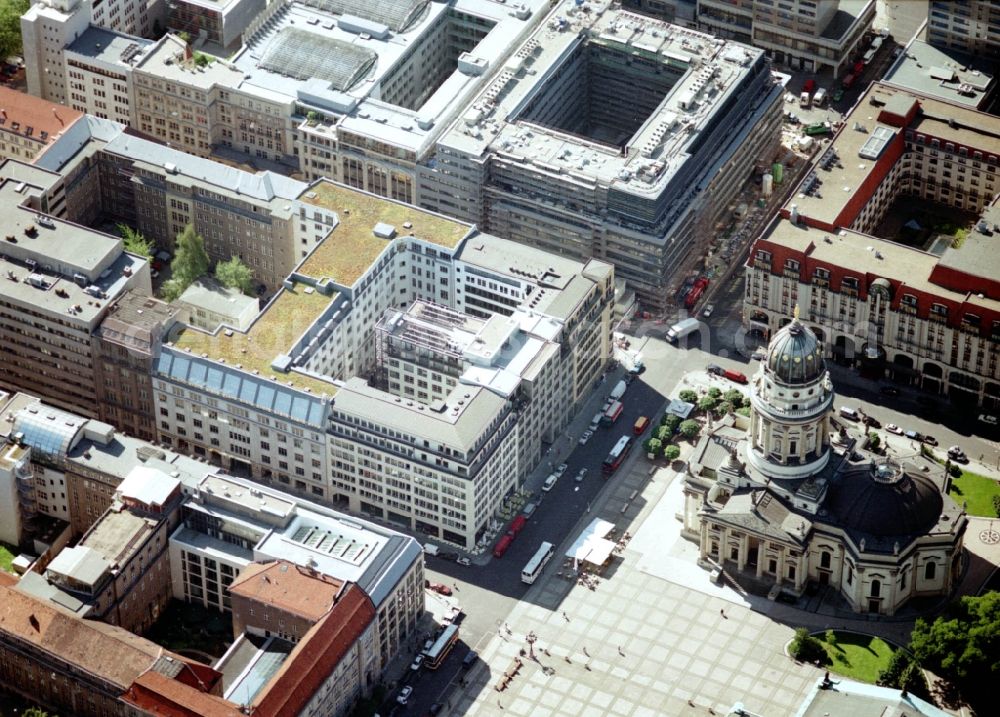 Berlin from above - Ensemble space Markgrafenstrasse - Mohrenstrasse on Deutscher Dom on Gendarmenmarkt in the inner city center in the district Mitte in Berlin, Germany