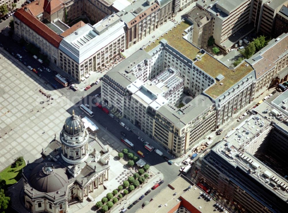 Berlin from above - Ensemble space Markgrafenstrasse - Mohrenstrasse on Deutscher Dom on Gendarmenmarkt in the inner city center in the district Mitte in Berlin, Germany