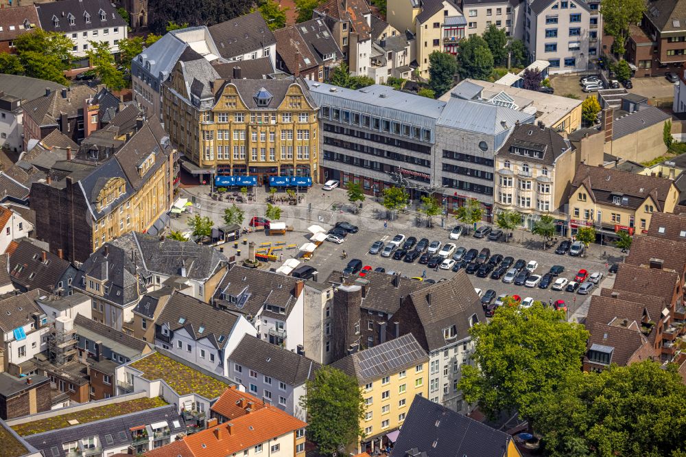 Castrop-Rauxel from the bird's eye view: Ensemble space an place Am Markt in the inner city center in Castrop-Rauxel at Ruhrgebiet in the state North Rhine-Westphalia, Germany