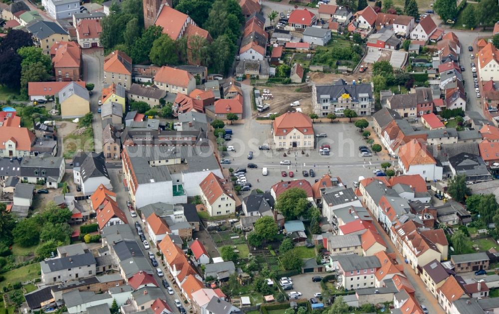 Neubukow from the bird's eye view: Ensemble space Markt in the inner city center in Neubukow in the state Mecklenburg - Western Pomerania, Germany