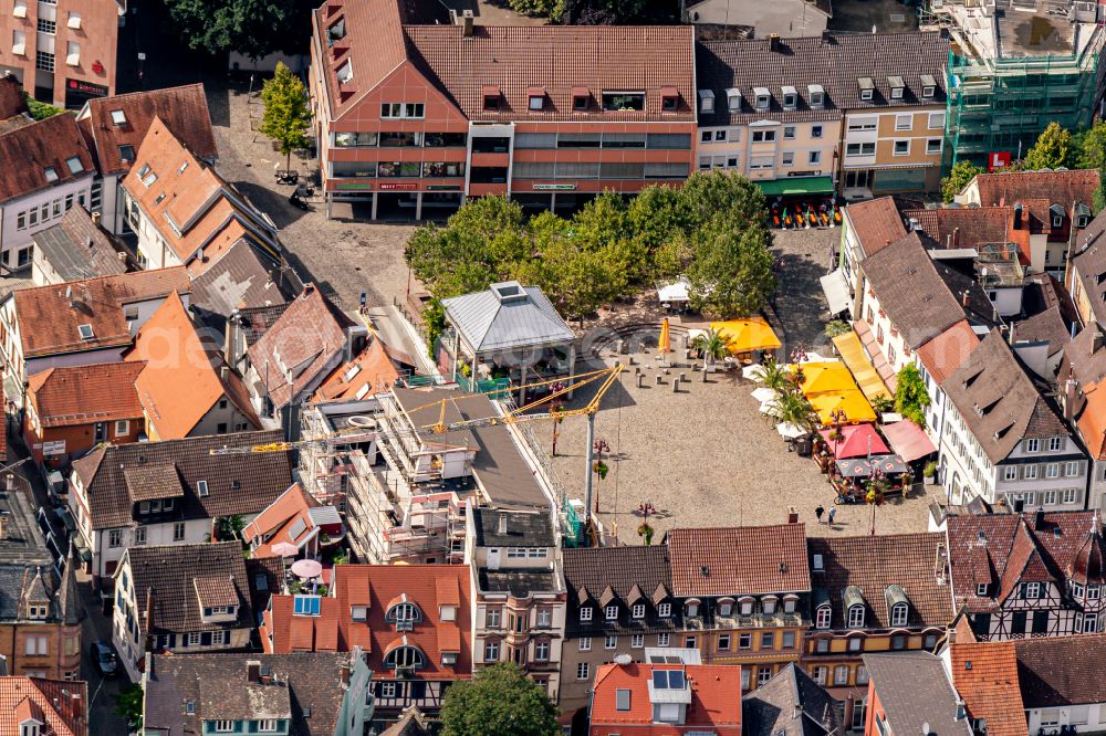 Lahr/Schwarzwald from above - Ensemble space Marktplatz in the inner city center in Lahr/Schwarzwald in the state Baden-Wurttemberg, Germany