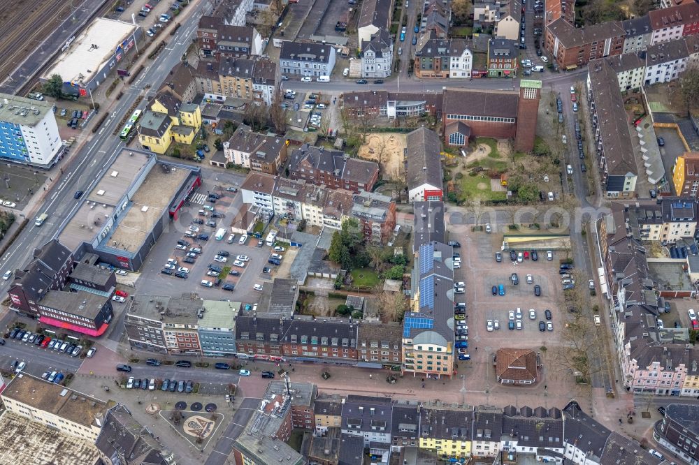 Aerial image Oberhausen - Ensemble space an place of Marktplatz Osterfeld in the inner city center in Oberhausen at Ruhrgebiet in the state North Rhine-Westphalia, Germany