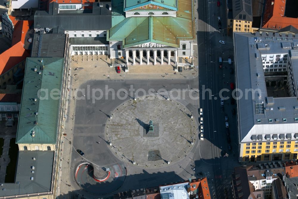 Aerial image München - Square ensemble Max-Joseph-Platz with monument to King Max I. Joseph in the city center of the old town in Munich in the state Bavaria, Germany