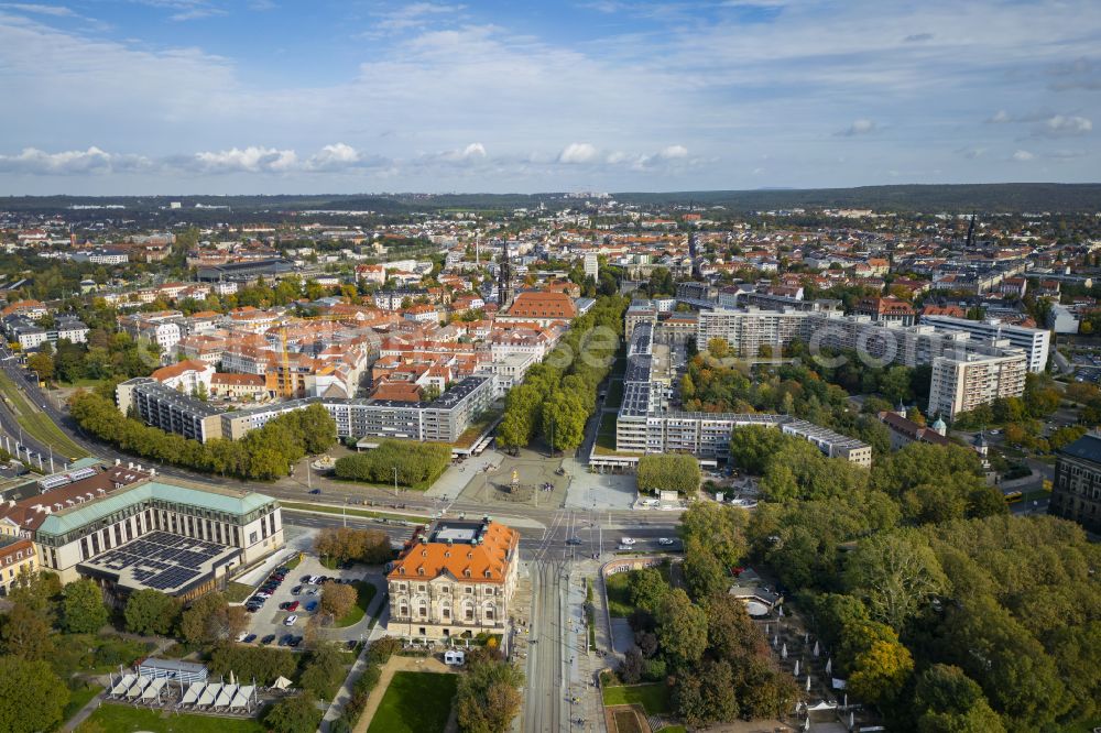 Aerial photograph Dresden - Ensemble space an place Neustaedter Markt in the inner city center on street Neustaedter Markt in Dresden in the state Saxony, Germany