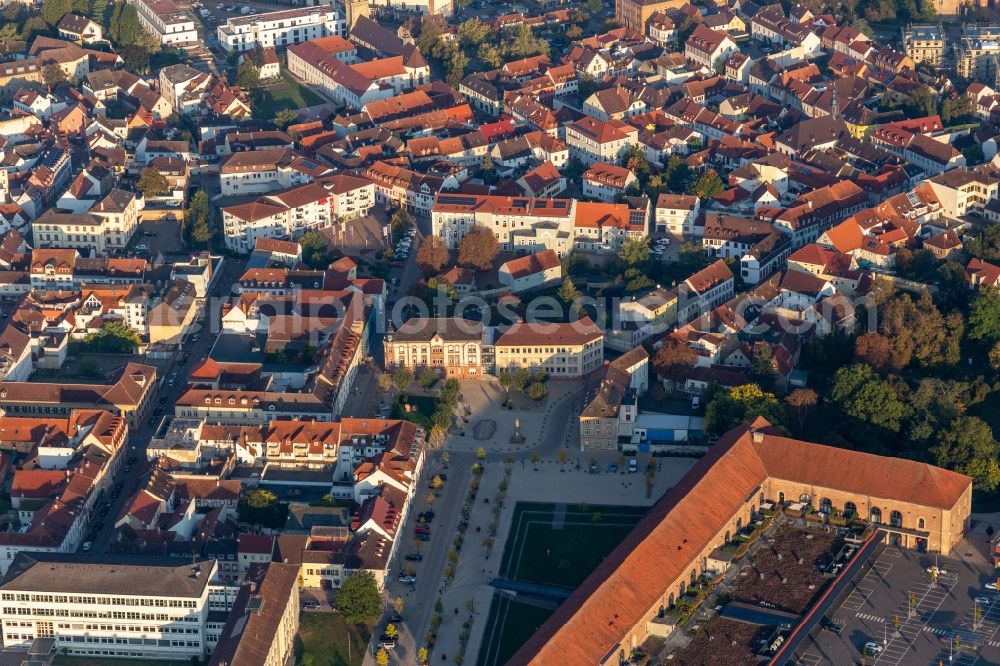 Germersheim from above - Ensemble space Luitpold-place with Kreisverwaltung Germersheim, Landkreis Germersheim, WIFOe in the inner city center in Germersheim in the state Rhineland-Palatinate, Germany